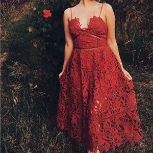 Free People burgundy lace maxi dress